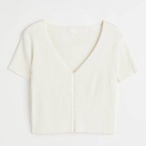 H&M Ribbed Knit Open-Loop Top